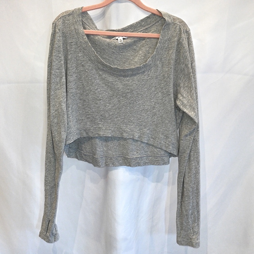 CAbi Gray Crop Top with Modern Elegance